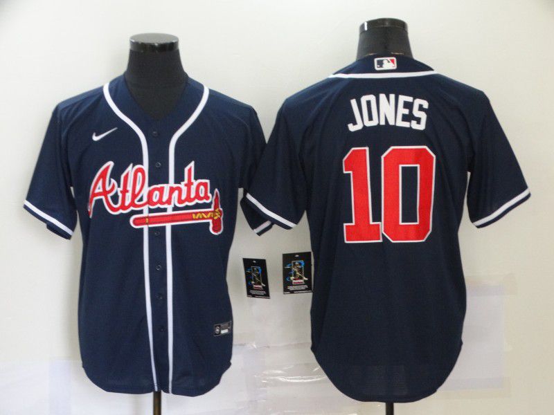 Men Atlanta Braves #10 Jones Blue 2020 Game MLB Jerseys